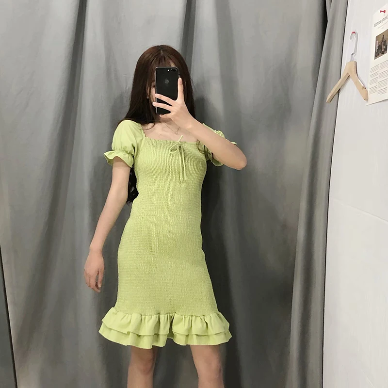 Модное женское зеленое облегающее платье лето 2019 винтажные элегантные женские