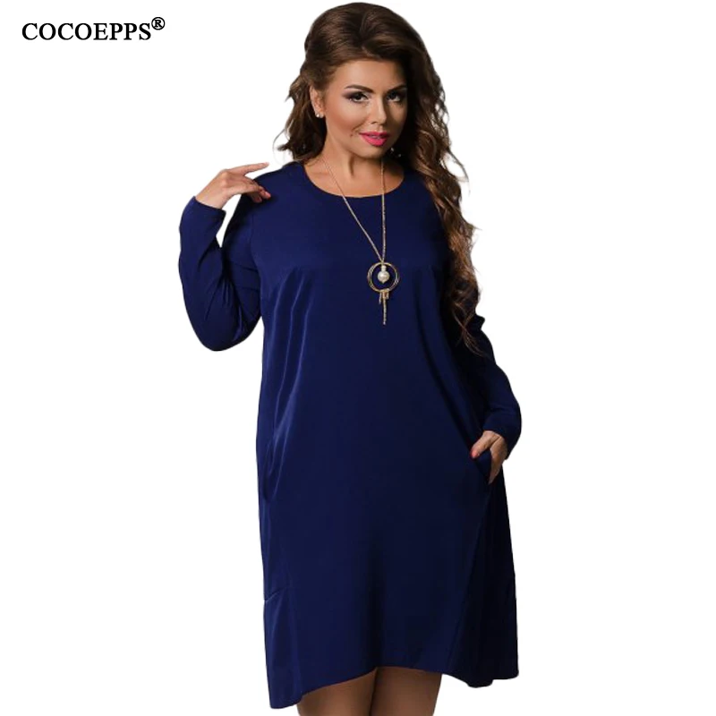 Женское осеннее платье размера плюс Платье До Колена большие размеры 6XL