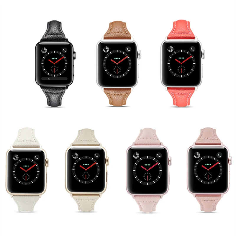 Ремешок сменный из натуральной кожи для Apple Watch 4 Band 40 мм 44 спортивный браслет iWatch