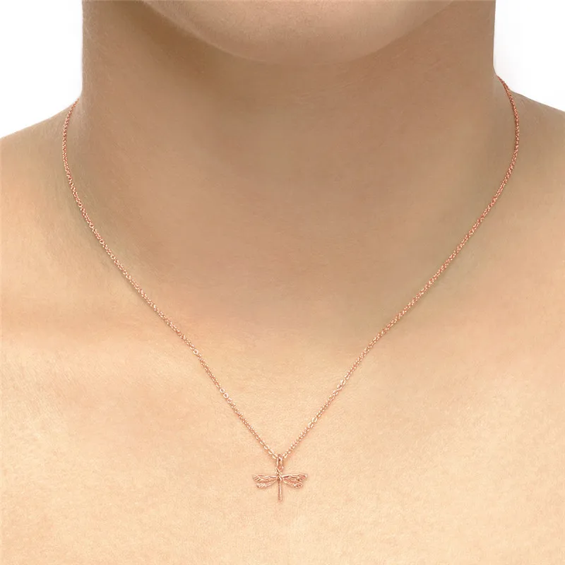 

2018 Dragonfly Wings Pendant Short Chain Choker Necklace For Women Golden wish necklace with card Jewelry As gift FREE SPIRIT