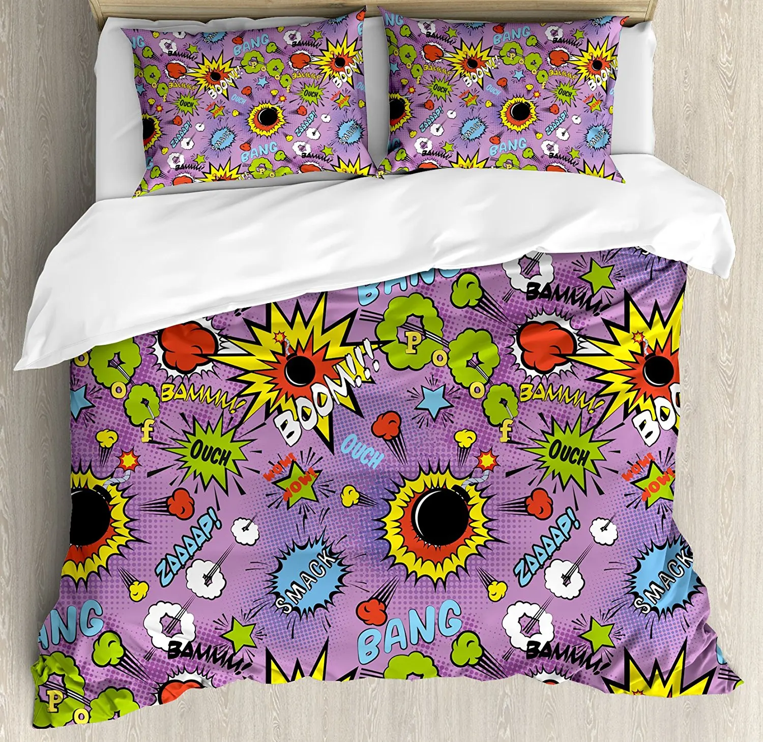 Супергерой постельное белье комиксов пузырь слова взрыв ой бамм Bang Boom выражение