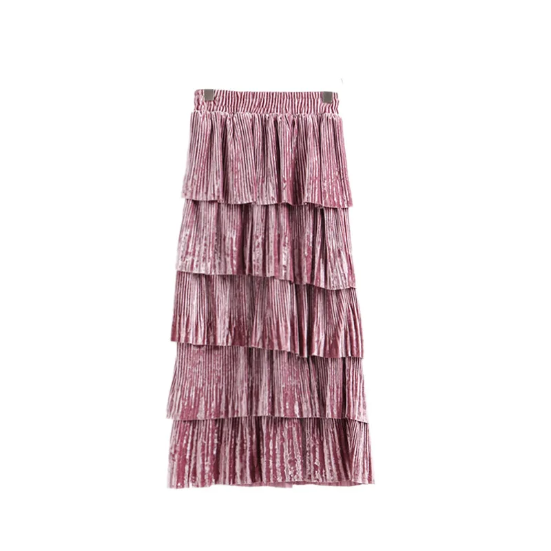 2019 Весна новое поступление шикарная плиссированная юбка с высокой талией Faldas Largas