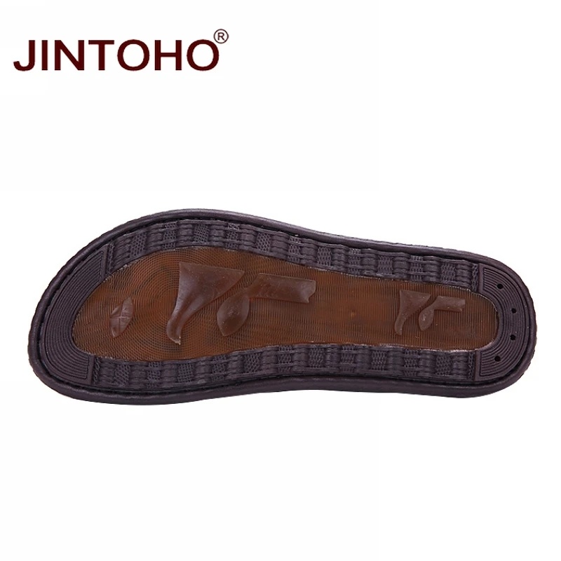Лето jintoho/пляжная обувь; Вьетнамки; тапочки для мужчин; модные кожаные шлепанцы; Летние вьетнамки; брендовые шлепанцы