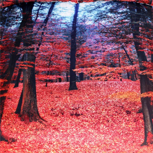 BlessLiving Nature Tree Tapestry Maple Forest Wall Hanging 3D Scenic Home Decoration for Bedroom Living Room Red Bedspreads 2