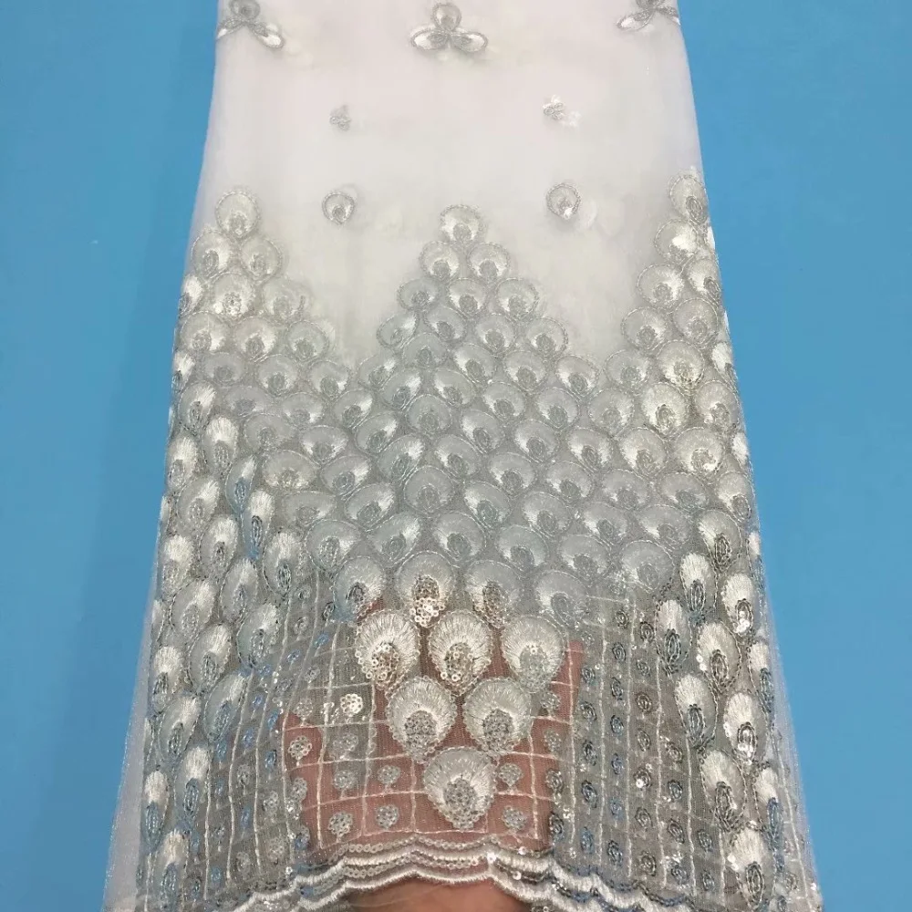 Африканская золотая Серебряная кружевная ткань с блестками 2019