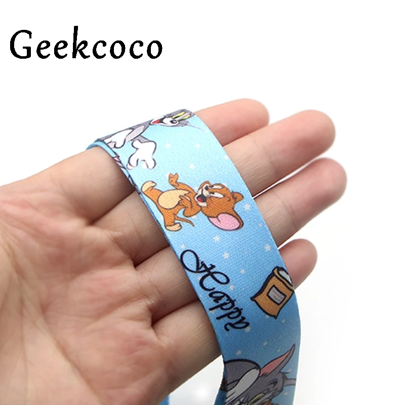 Кошка и мышь мультфильм Брелоки для ключей для безопасности, защиты мобильного телефона USB или нагрудные опознавательные Значки для идентификации владельцев ключи ремни лента для беджей J0393