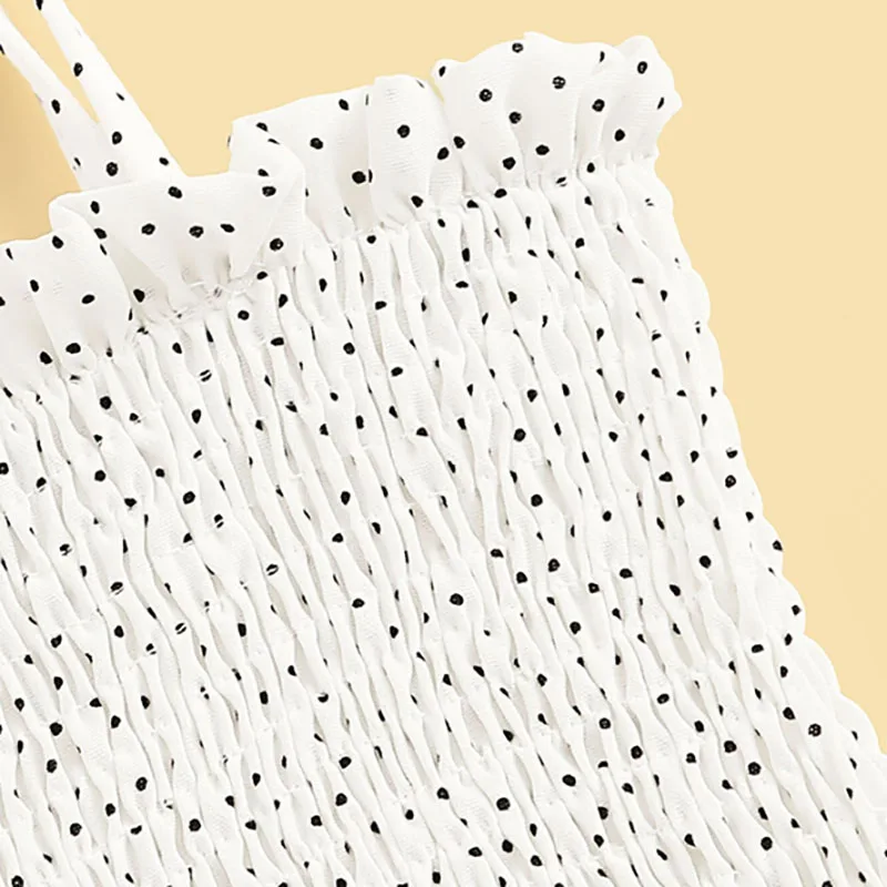 Dotfashion белый топ в горошек, короткий топ, лето, топы в стиле бохо для женщин, одежда, жилет для девушек, молодых основов, облегающий топик