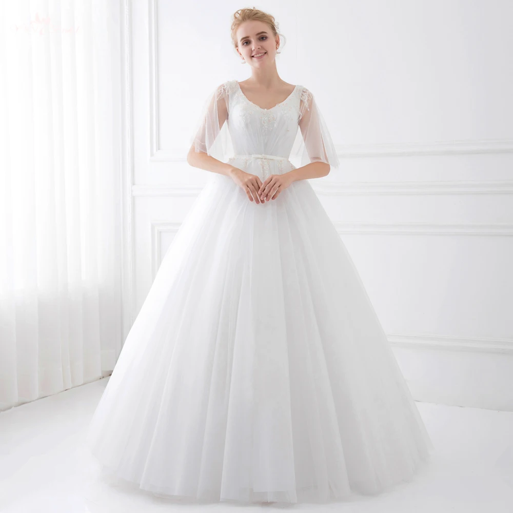 TW0209 с вырезом на спине вышивкой бисером Vestido De Noiva накидкой платье для Casamento|vestidos