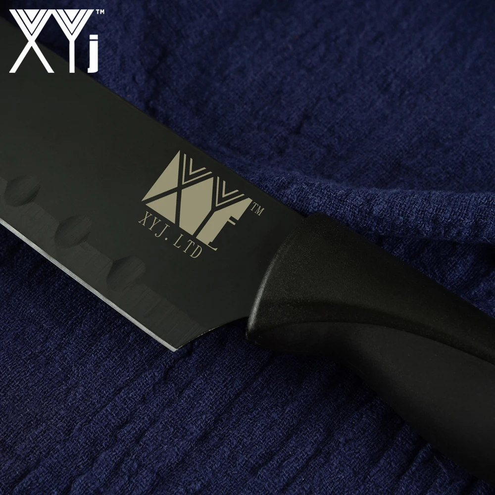 XYj высококачественный кухонный нож из нержавеющей стали набор черных ножей с
