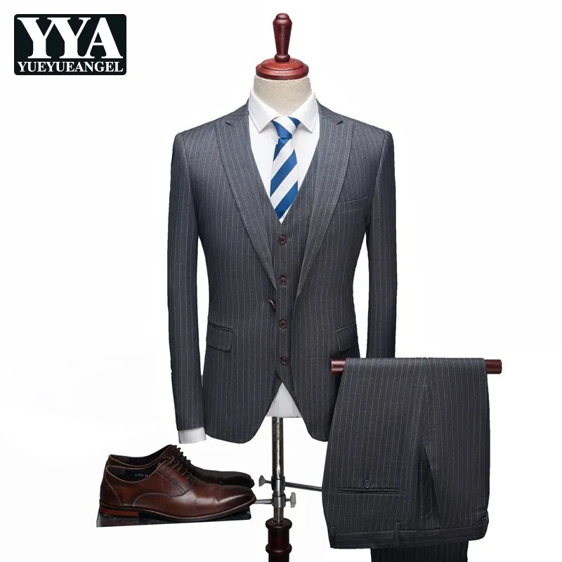 Новинка 2020 мужские дизайнерские костюмы облегающие в полоску свадебные высокого