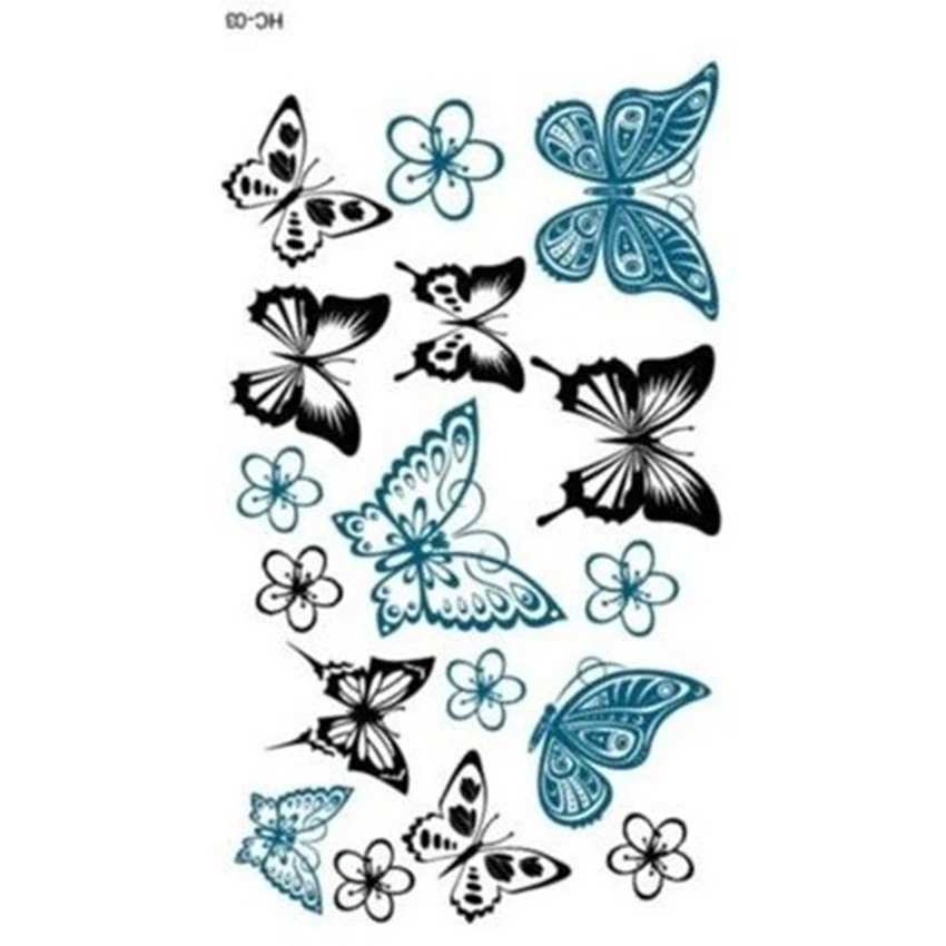 100 шт./лот цветные бабочки дизайн поддельные татуировки водонепроницаемый