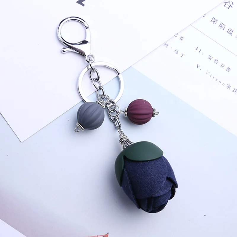 Ручной работы розовый брелок с цветами женский из меха Chians для сумки Шарм