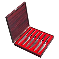 sunnecko 6pcs damasucs steel steak knives set exquisite gift box packaging g10 handle meat slicer chef utility knife sets