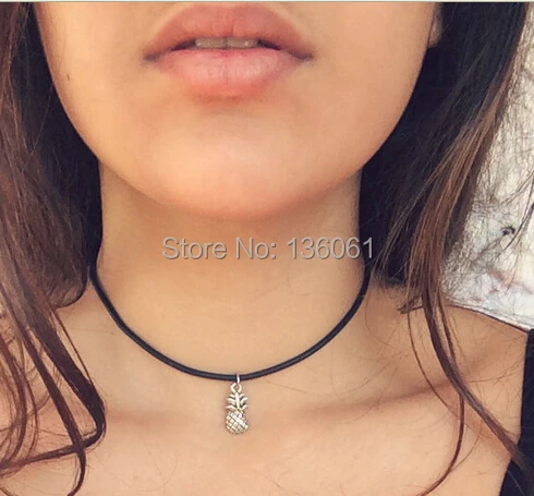 10pcs Vintage Silver Pineapple Fruit Turtle YIN YANG CAT Key Eiffel Tower Knot Necklace Pendant Leather Choker Women Jewelry Q27 | Украшения
