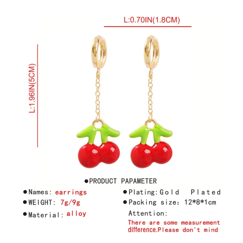 Lalynnlys Cute Cherry Watermelon Pineapple Drop Earrings New Fashion Rhinestone Fruit Dangle Earrings Ear Accessories Hot E60491