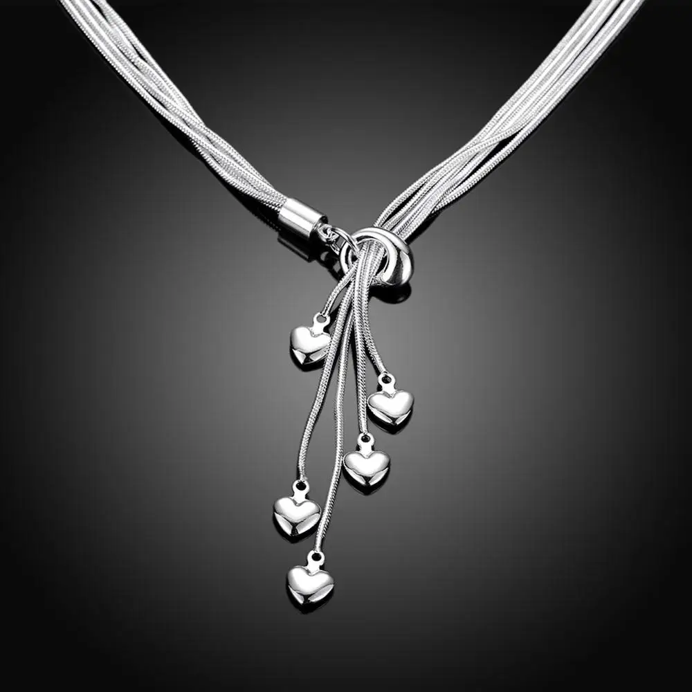 925 Silver Necklace Fashion Simple Small Heart Chains For Women Female Jewelry Wholesale | Украшения и аксессуары