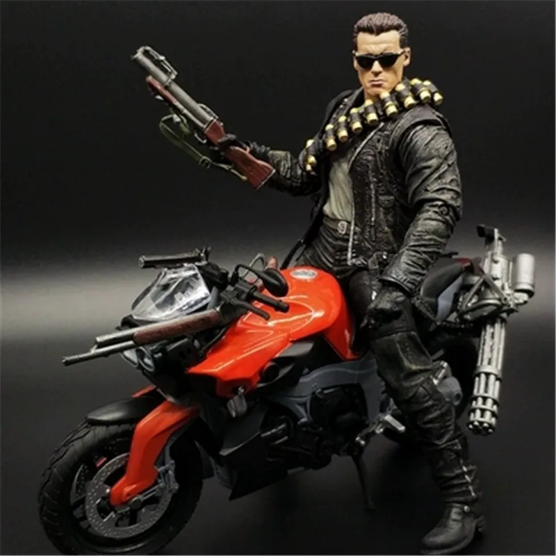 Аниме Терминатор T800 Future Warrior Arnold Schwarzenegger Сплав мотоцикл ПВХ фигурка Коллекция Модель игрушки G2438