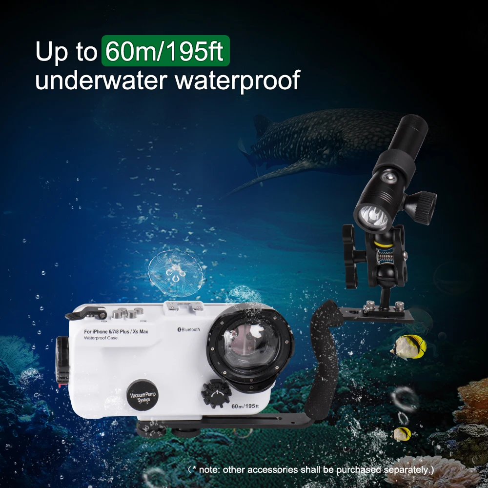 Seafrogs 60 м/195ft Bluetooth Водонепроницаемый Корпус Дайвинг чехол для телефона с откидной крышкой для iPhone 6/7/8 Plus/iPhone Xs Max-белый