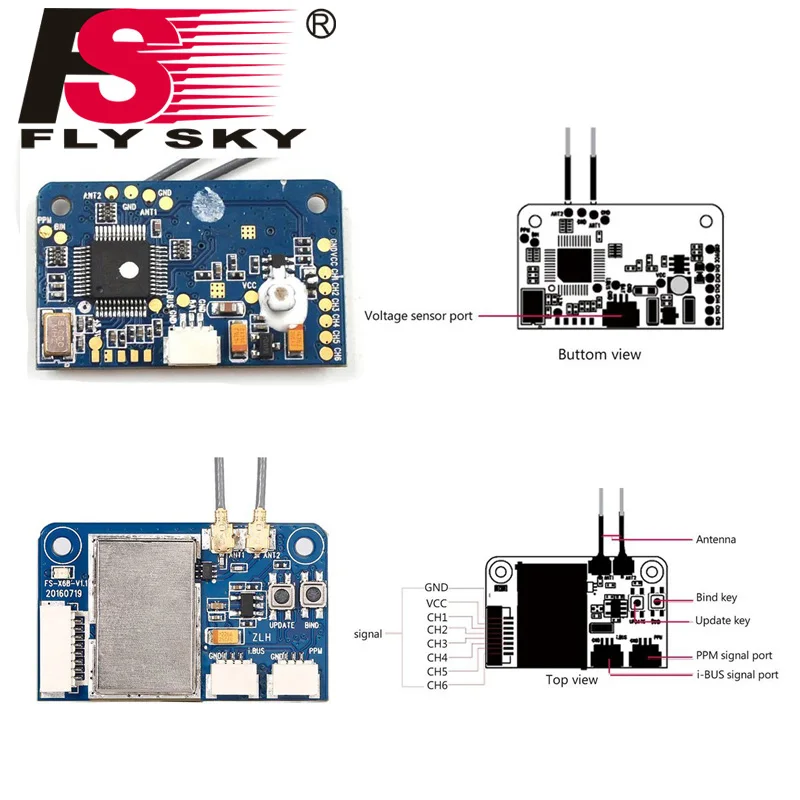 2 шт. мини приемник Flysky 4G PPM i BUS 6CH для радиоуправляемого квадрокоптера|receiver for rc|ppm