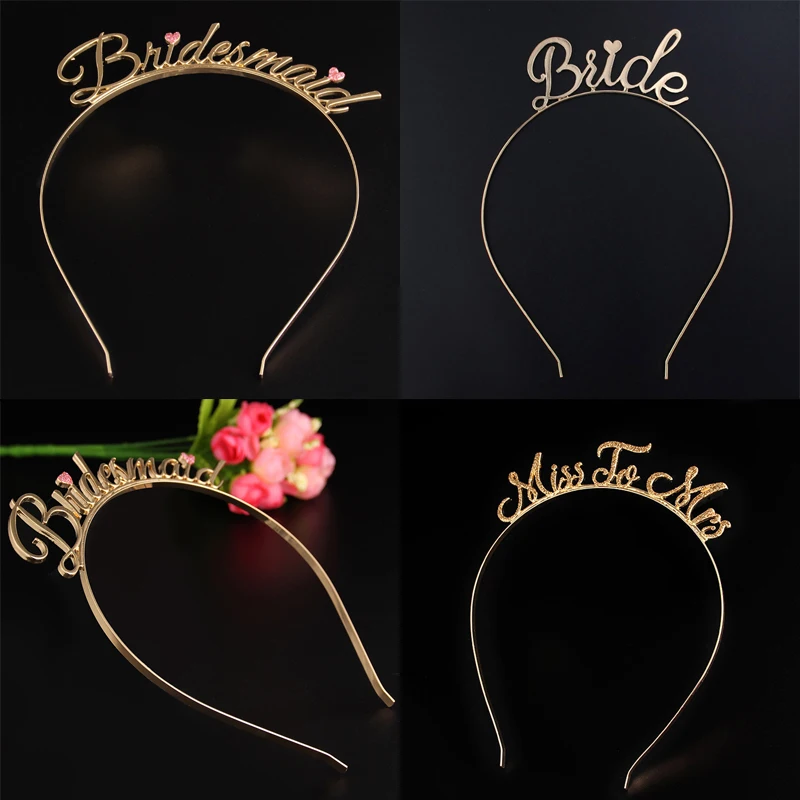 

Повязка на голову в виде короны для девичника, золотистая Тиара для девичника, свадебные аксессуары для волос, для свадебного торжества, 1 шт...