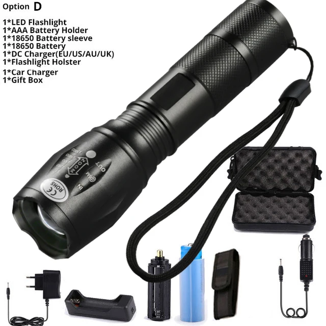 Package D Мощный светодиодный светильник-вспышка 12000Lms T6/L2/V6, фонарь linterna, масштабируемый светильник, 5 режимов переключения, водонепроницаемый велосипедный светильник, аккумулятор 18650 - Испускаемый цвет: Package D