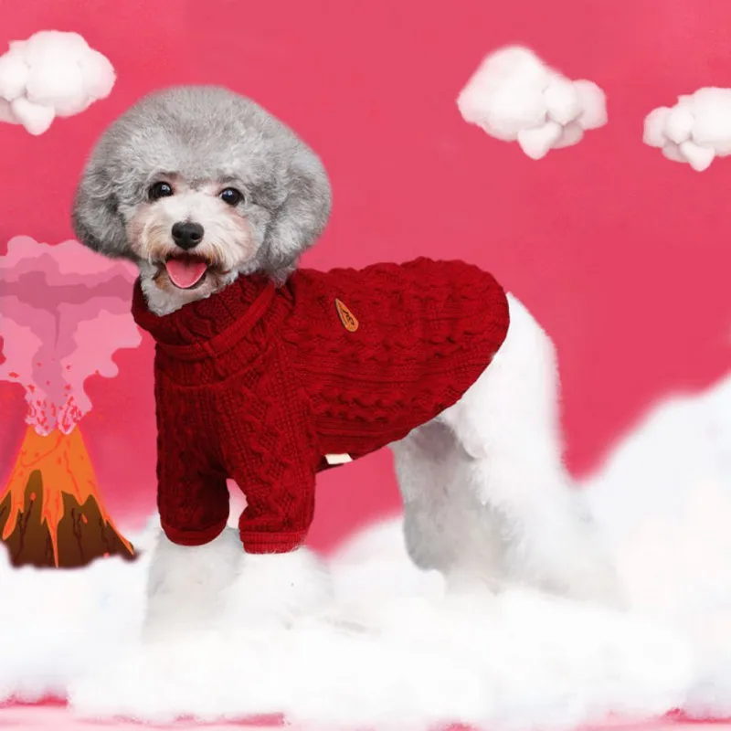 Pet Весна и осень вязаный джемпер для собаки Puppy воздухопроницаемой высокий воротник свитера
