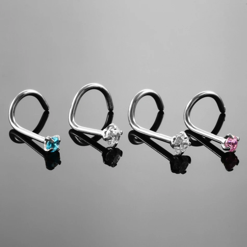 1 шт. стальные кольца для носа с фианитом 20 г|body jewelry|hoops studnose ring |