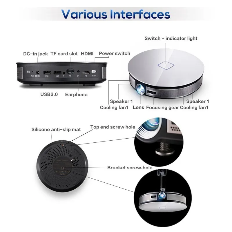 TORA DOLA Smart HD проектор 720*1280 P разрешение. сборка в Android wifi 12000 мАч батарея домашний