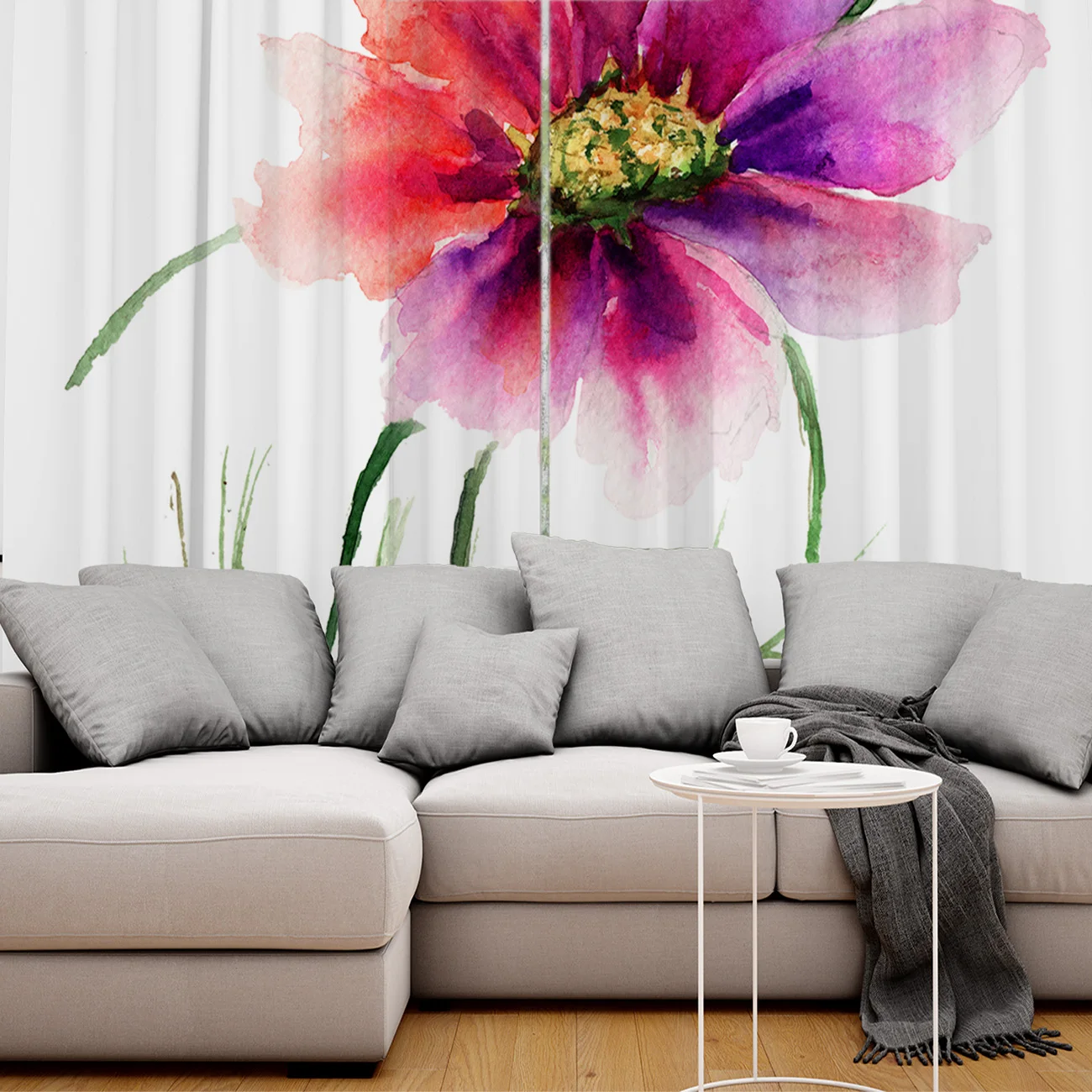 

Dear House Curtains Flower Painting Curtains Living Room Decor