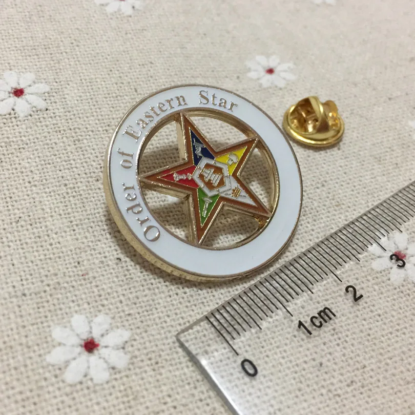 100 шт. Delux Order Of Eastern Star масонская штифтовая эмалированная белая круглая заколка и