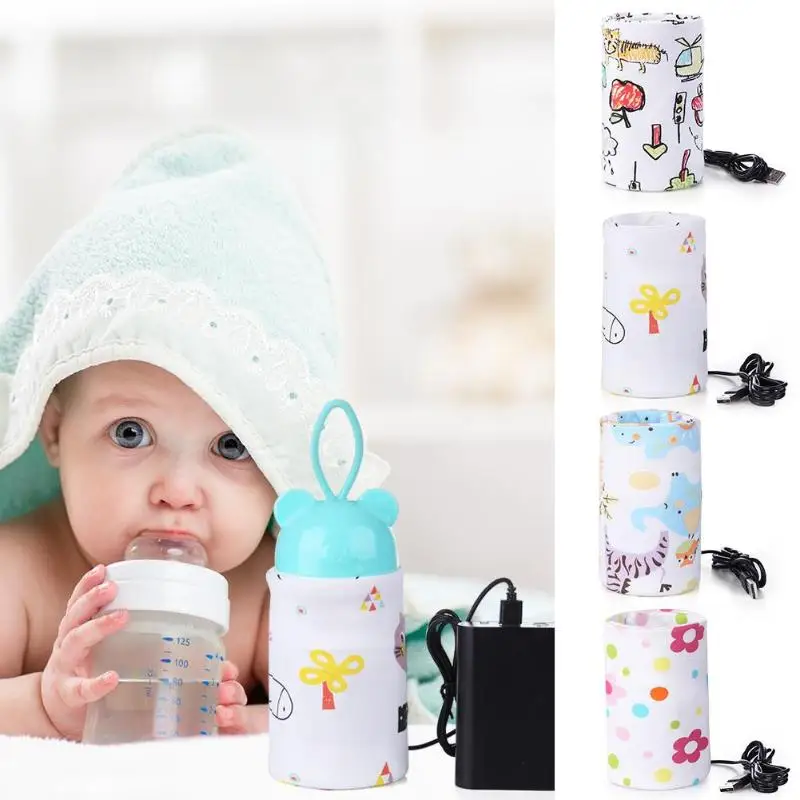 

Baby Feeding Milk Bottle Warmer 28*13cm Spandex Insulation Bag Thermal Bag Bottle Holder USB Port Charging Baby Bottle Warmer