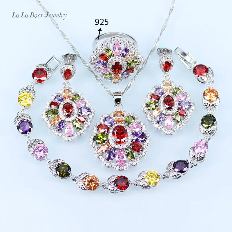 Красочные серебристого цвета свадебный костюм Ювелирные наборы для Для женщин