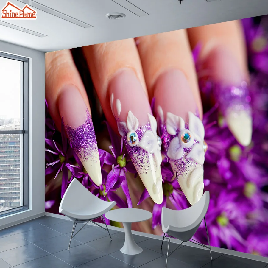 

Настенная бумага ShineHome-3d Nail Salon s для 3 d столовой, гостиной, Grils, настенные бумажные рулоны, настенная бумага, магазин ТВ, домашний декор