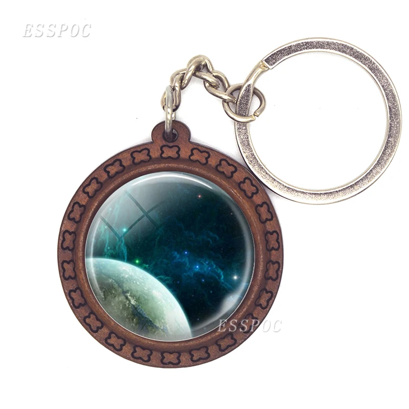 Брелок на Луну и облако стеклянный купол деревянный брелок для ключей модные