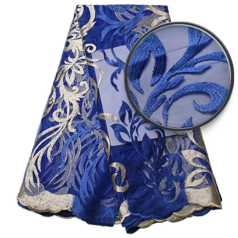 Оптовая продажа Нигерии кружевной ткани 2017 вышитые отделкой Африки Французский