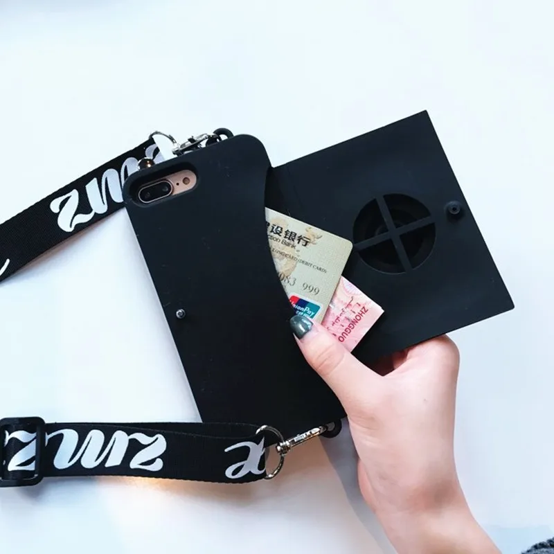 3D Ретро кошелек-камера Чехол-подставка для телефона для iPhone 11 pro Max XS MAX XR 7 8 plus 6 X Мягкая силиконовая задняя крышка с st