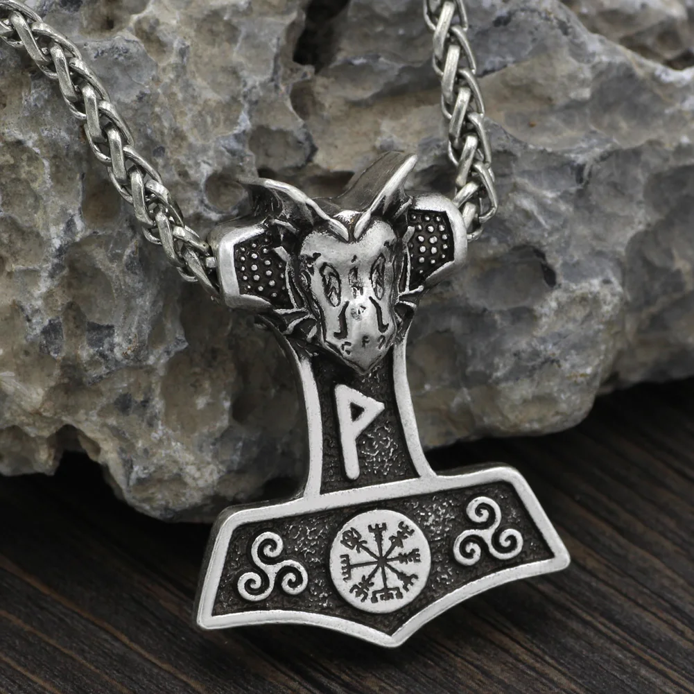 Мужской амулет Руна викингов Молот Тора Vegvisir Triskelion символ Одина кулон ожерелье с