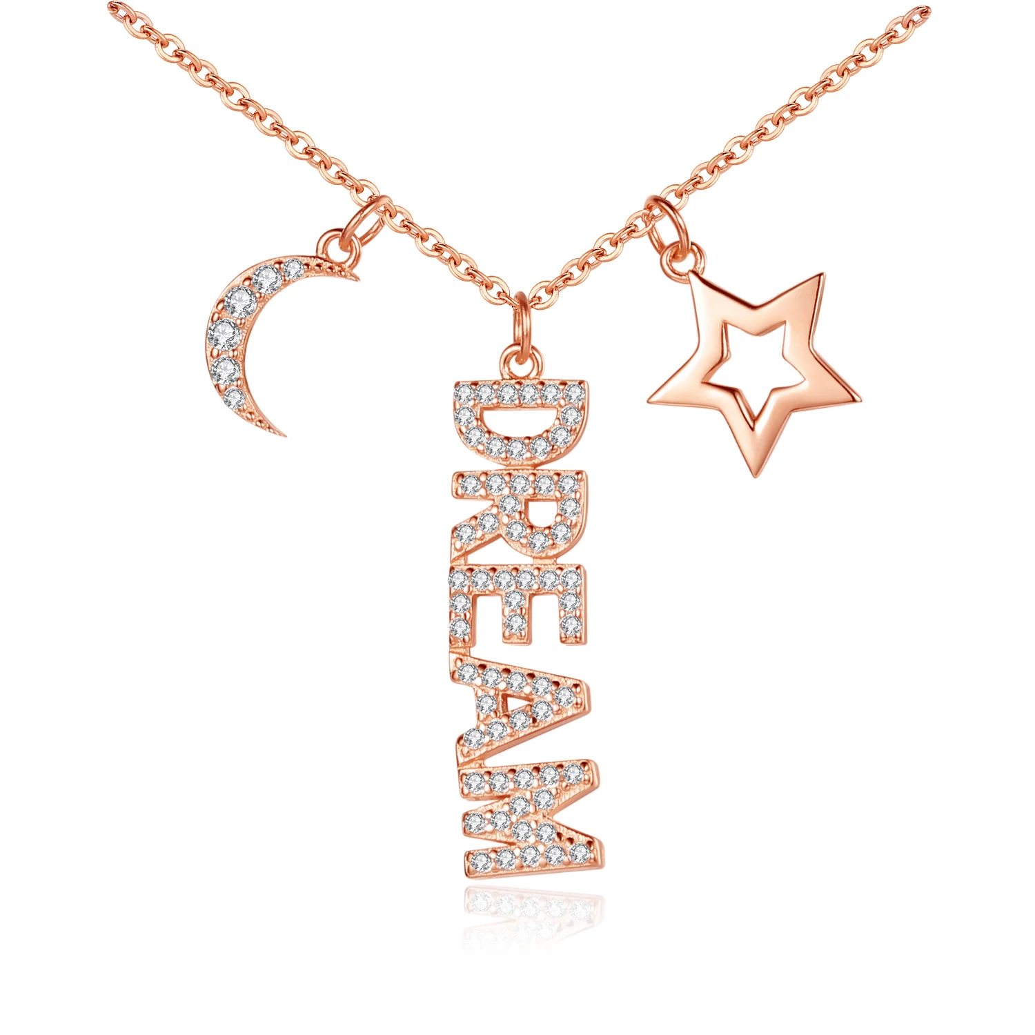 Dream Style 1 Kaletine, 925 пробы, серебряное ожерелье, женское, Любовь& Мечта& мама, подвеска, Лаки, AAA, циркон, буква, звезда, луна, ювелирное изделие, колье - Окраска металла: Dream Style 1