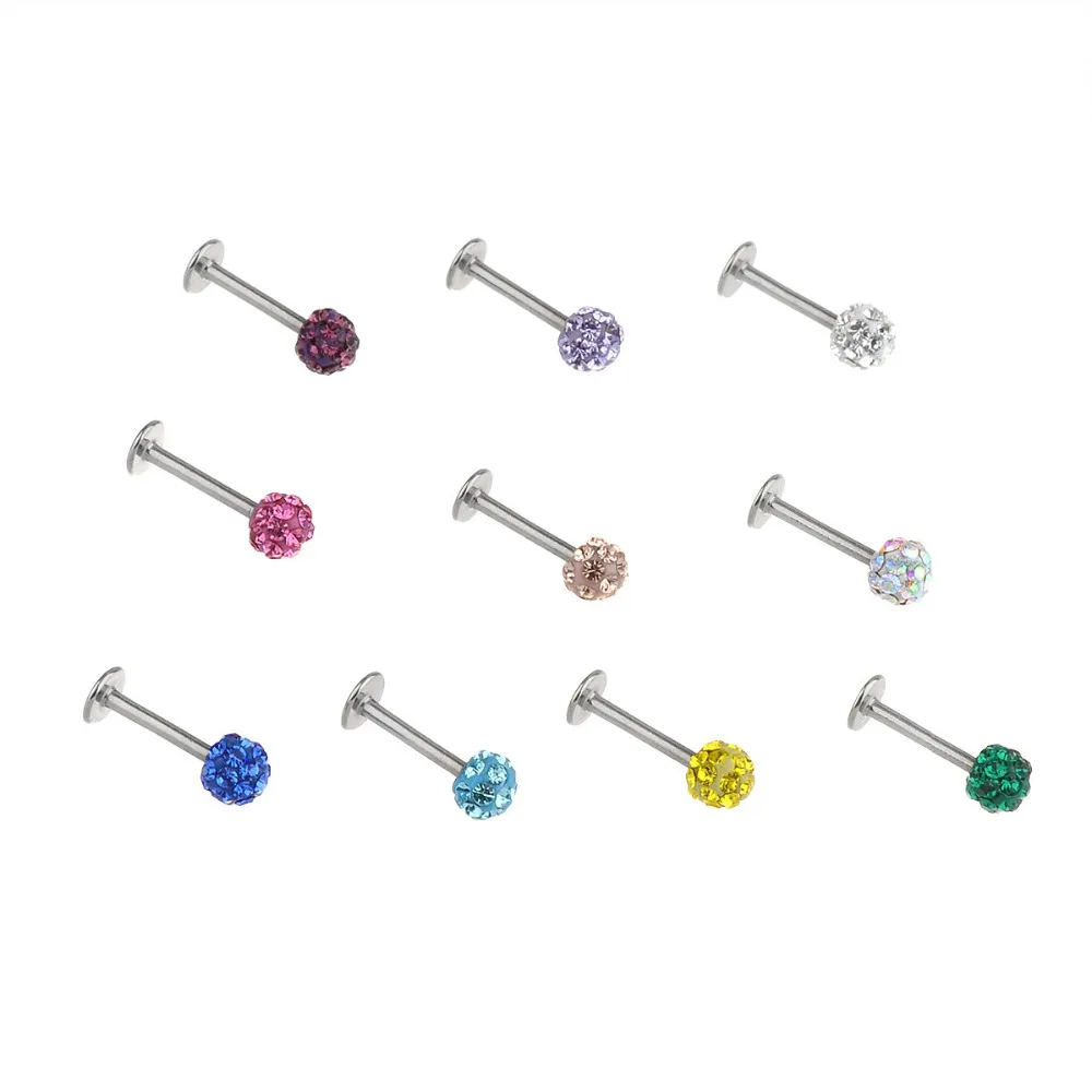 4 мм CZ Хрустальный шар губная серьга-гвоздик кольцо Бар пирсинг Подарок 1 2x8 диско