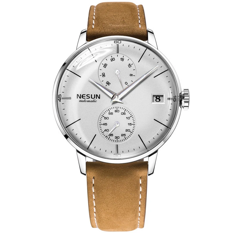 Роскошные Брендовые мужские часы Nesun автоматические механические с сапфировым