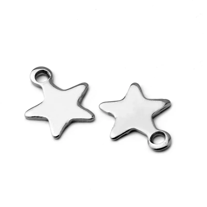 50pcs Stainless Steel Small Pendant Hanging Stars Flowers Starfish Bracelet Handmade DIY Jewelry Making Accessories Wholesale