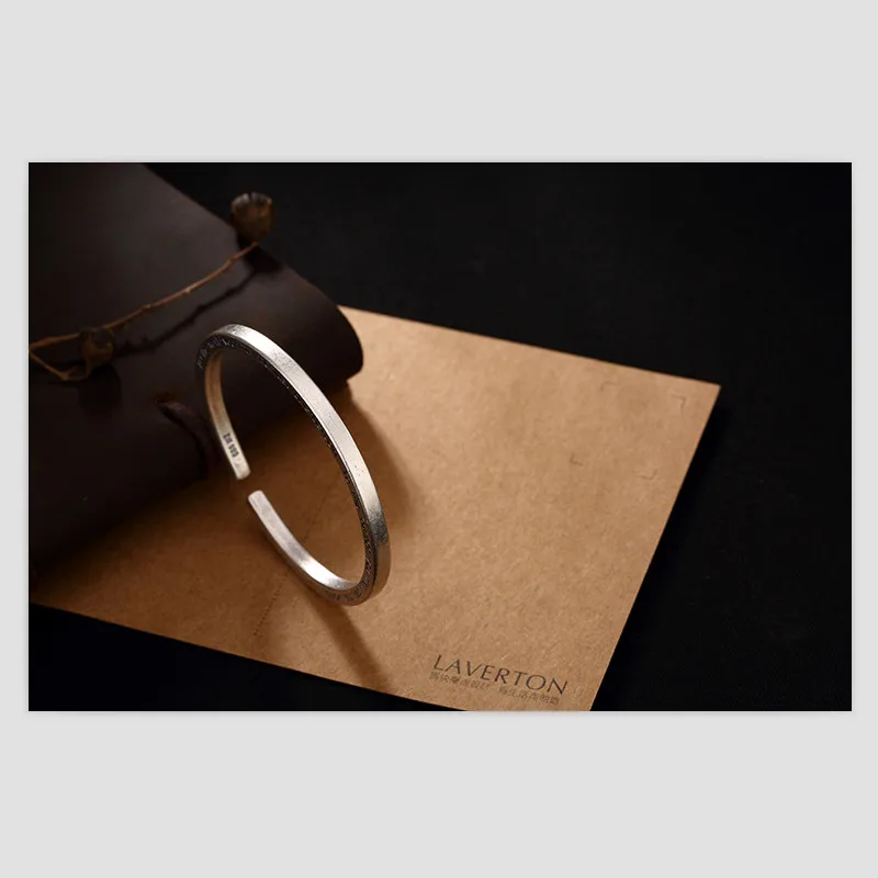 

Uglyless Real S 999 Silver Fine Jewelry Engraved Letters Bangles Women Square Bangle Love Declaration from A Tale of Two Cities