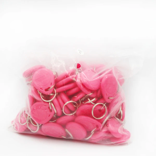 pink 100pcs LUCKING DOOR 100 шт./лот TK4100 125 кГц RFID брелок наклейки карта тег ключ ID брелок вход дверь контроль доступа брелок жетон - Цвет: pink 100pcs