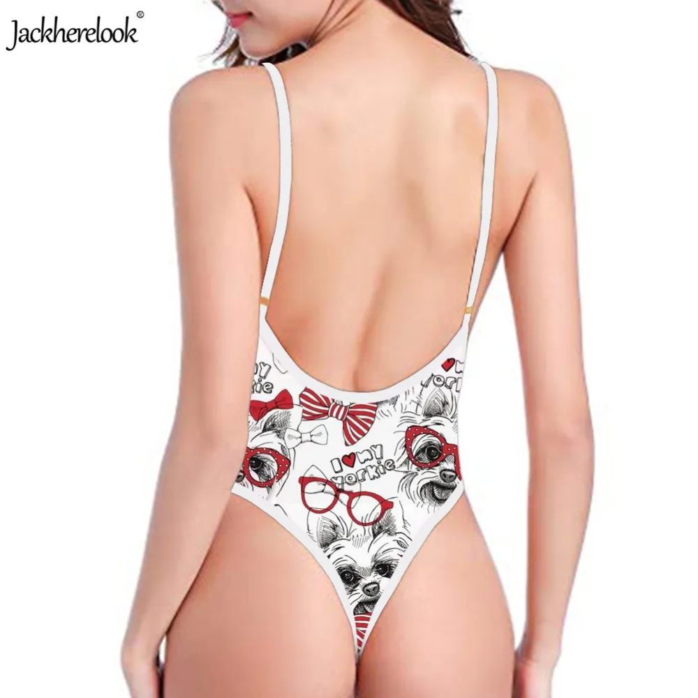 Слитные купальники Jackherelook с принтом из мультфильма йоркширского терьера