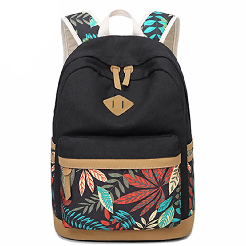 Новые рюкзаки с принтом листьев для девочек школьный ранец учеников средней