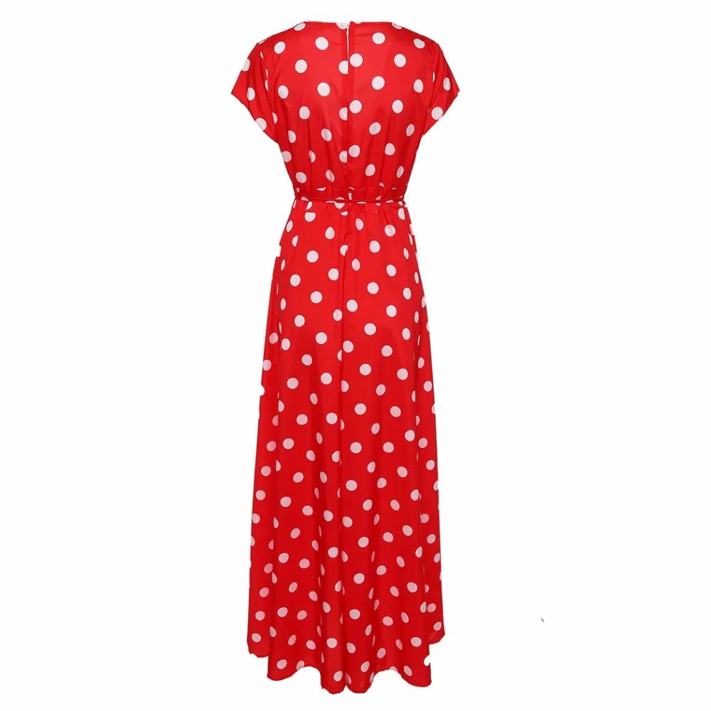 Женская длинная юбка макси в стиле бохо красная/синяя с глубоким треугольным