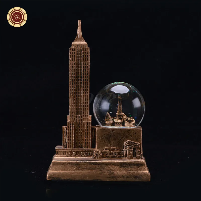 Golden Empire Build Горячая Распродажа светодиодный светильник 3D Хрустальный шар мировое строительство стеклянный снежный шар креативный домашний декор модель подарок на день рождения для девочки - Цвет: Golden Empire Build