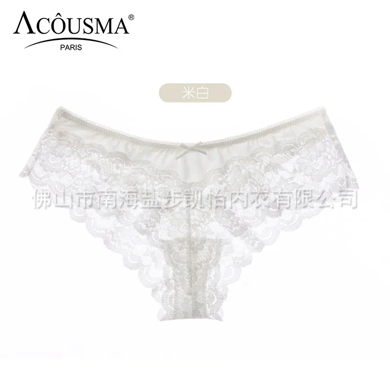 Off white ACOUSMA белье женское очень тонкий сексуальные G-стринги пизда эротические кружевные трусики трусы женские бесшовные трусы кружево кружевное белье 13 цветов - Цвет: Off white