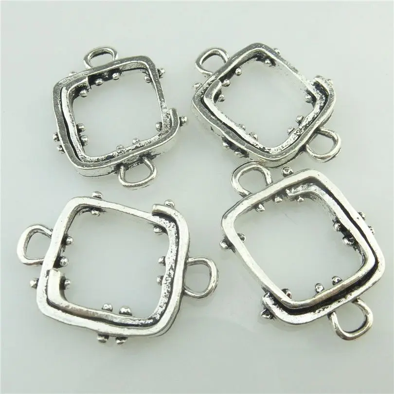 Бесплатная Доставка 18906 2 шт. Винтаж Сплав Серебра Квадратных Зубов Кулон Разъем