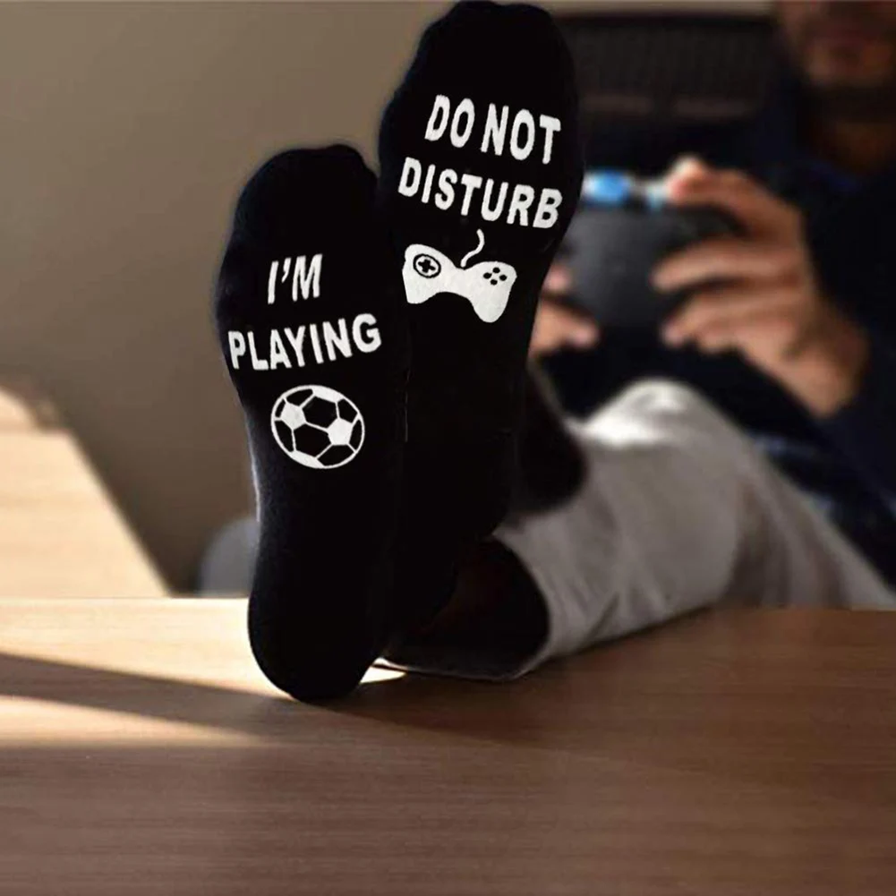 Newly 1Pair Gaming Printed Letters Cotton Socks Breathable Birthday Christmas Gifts BN99